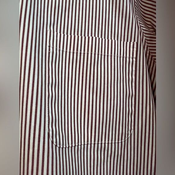 Geoffrey Beene red/white stripe button up shirt size 16 1/2 34/35 - Picture 4 of 7
